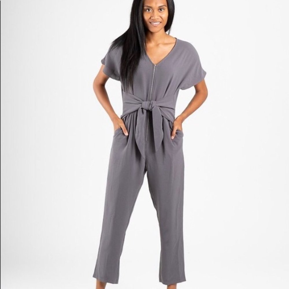 Piper & Scoot The Delray Tie Jumpsuit in Grey